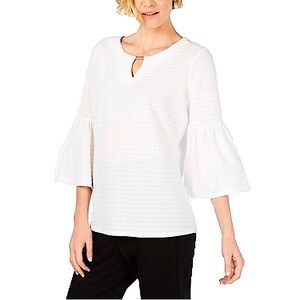 JM Collection Keyhole Hardware Bell-Sleeve Top